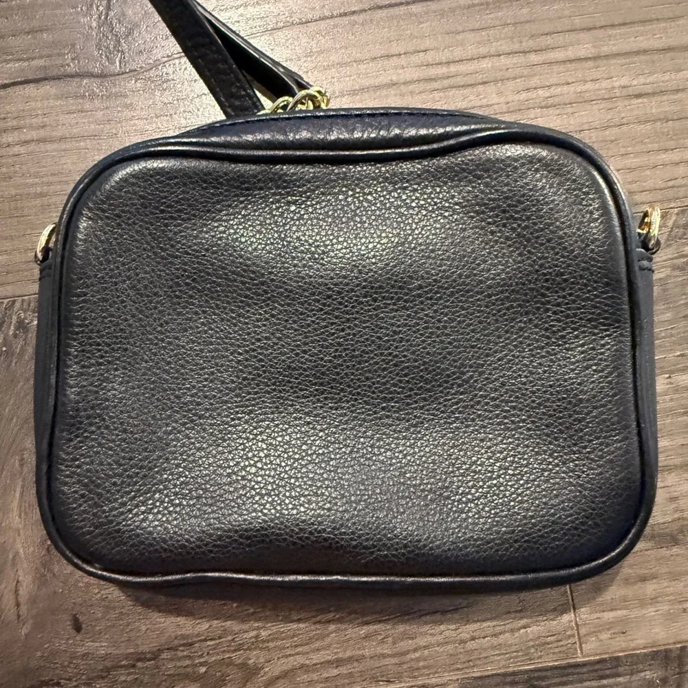 Michael Kors Black Pebbled Leather Crossbody‎ Camera Bag Gold Chain Strap